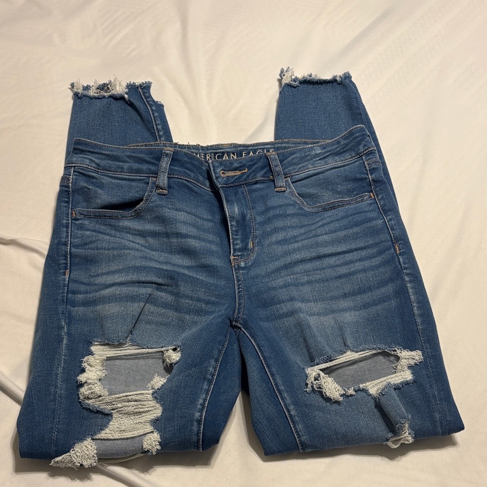 American Eagle Outfitters Women's Ripped Blue jeggings